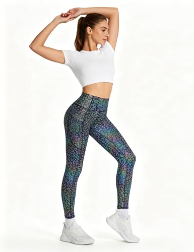 Image of THE GYM PEOPLE Thick High Waist Yoga Pants with Pockets, Tummy Control Workout Running Yoga Leggings for Women
