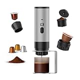 MMOBIEL Tragbare Kaffeemaschine Elektrische Reise Espressomaschine mit Ständer, Selbstaufheizung & USB-C – Kompatibel mit Gemahlenem Kaffee & Kapseln für Reise, Camping, Zuhause, Auto, Büro