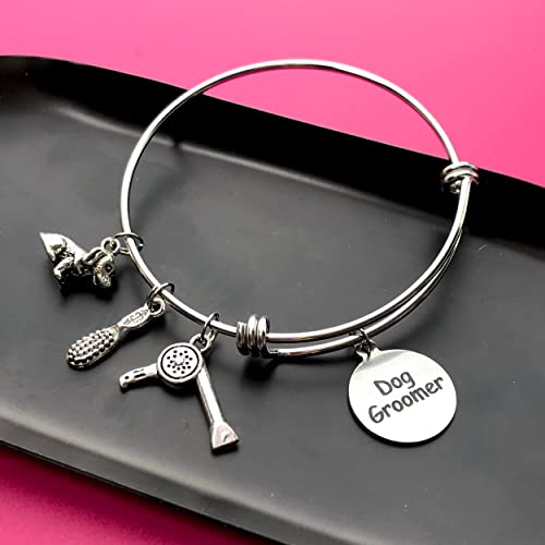 Dog Groomer Theme Charm Bracelet Stainless Steel Expandable Bangle #TOP1
