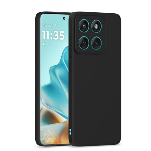 Image of Pikkme Back Cover for Motorola Moto Edge 60 5G / Motorola Moto Edge 60 Fusion 5G | Camera Protection Shockproof Soft Matte Silicone Bumper Case (Black)
