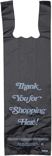 Bolsa de plástico - 'Thank You' Impresión blanca 1 botella Licor Negro Camiseta Bolsa 6"x 4"x 20" 25 mic - 1000 bolsascaja