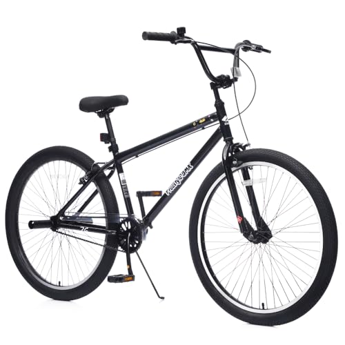 26 Inch Freestyle Bike for Teens Ages 14+ - Steel Frame Single-Speed Bicycle with 2 Pegs, Front...