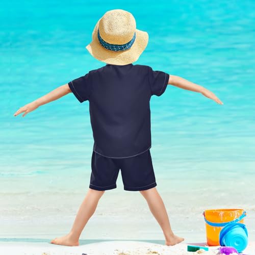 Image of 3T Toddler Boy Shorts Set Teal Hawaiian Button Down Shirts Summer Outfits for Little Boy