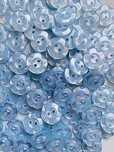 Pack of 50 Fruit Gum Baby Buttons - 11mm, 14mm, 17mm - Assorted Pink Blue Lemon Mint White Lilac Peach Cream - Simply Sew Crafty™ (Blue, 14mm)