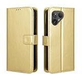  Étui antidérapant de couleur unie compatible avec Fairphone 5 Fairphone 5 Fairphone5 - Étui en cuir avec cadre portefeuille et joli boîtier de téléphone (téléphone portable 5, doré)