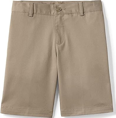 Lands' End Boys Plain Front Blend Chino Shorts 8 Khaki