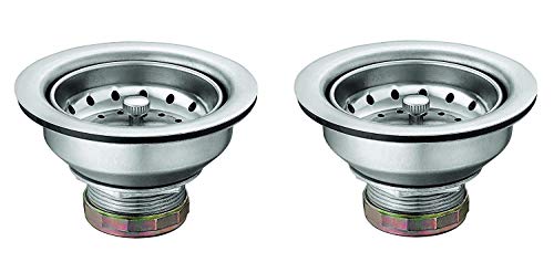 Moen 22036 3-1/2 Inch Kitchen Sink Stainless Steel Basket Strainer with Drain Assembly, Stainless (Pack of 2)