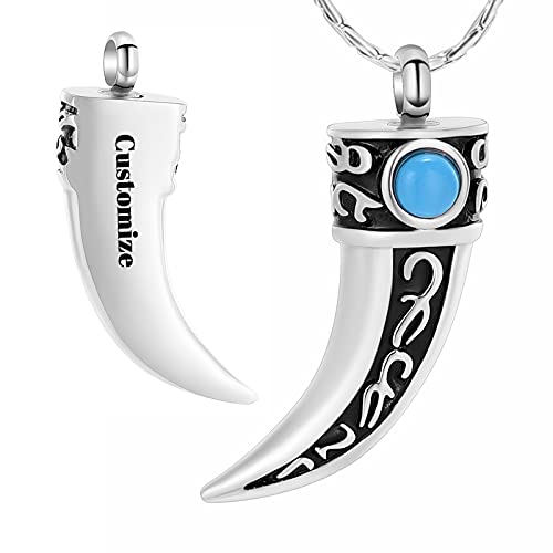 constantlife Retro Wolf Teeth Cremation Necklace for Ashes Stainless Steel Pendant Memorial Urn Jewelry Ashes Holder