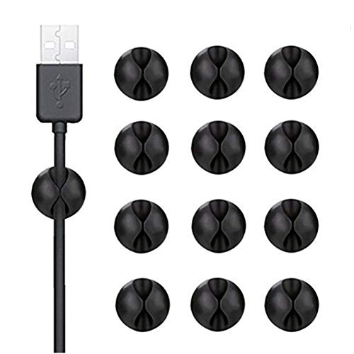 Cable Clips, Binds Cables, 12 Piece Cord Management for Wire Clips System, Desktop Cable Organizer for Multipurpose Cord Clips, Cable Tie Holder with Strong Self Adhesive-Black-from Bluegogo