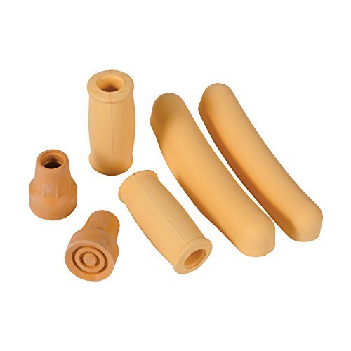 DMI Crutches Accessories Kit with Foam Underarm Crutch Pads, Closed-Style Hand Grip Covers and Durable Slip-Resistant Tips, Beige - Thumbnail 3
