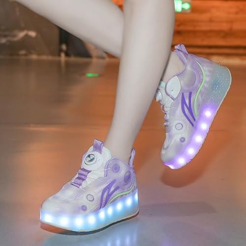 Chaussures à roulettes 2 roues LED violettes en taille 39 - 7