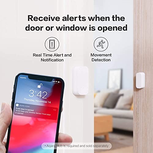 Aqara-Door-and-Window-Sensor-Requires-AQARA-HUB-Zigbee-Connection-Wireless-Mini-Contact-Sensor-for-Alarm-System-and-Smart-Home-Automation-Compatible-with-Apple-HomeKit-Alexa-Works-with-IFTTT