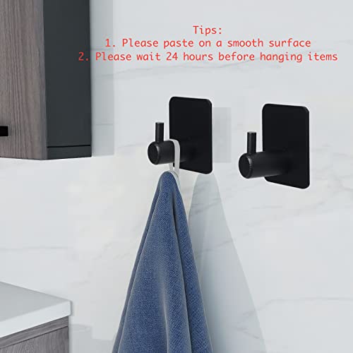 Vaehold Black Adhesive Hooks 6 Pack, Heavy Duty Wall Hooks Aluminum Hooks For Hanging Coat, Hat, Towel, Robe, Key, Clothes, Towel Hook Wall Mount For Home, Office, Kitchen, Bathroom(6, Black) #TOP2