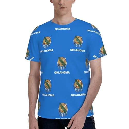 T-shirt classique homme imprimé drapeau Oklahoma manches courtes confortable