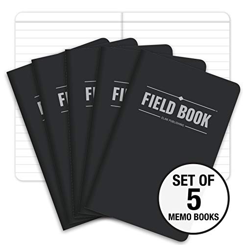Field Notebook/Pocket Journal - 3.5"x5.5" - Black - Lined Memo Book - Pack