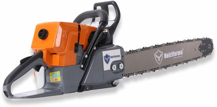 Farmertec 71cc Holzfforma G444 Gasoline Chain Saw Power Head With 25inch bar and chain Normal Handle Bar Orange Dark Grey
