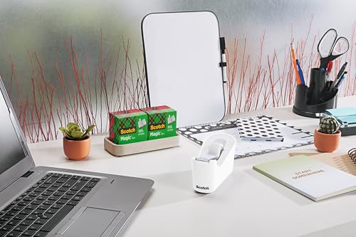 Image of Scotch Tape Dispenser,White,Great for School or Office and Includes 1 Roll of Scotch Magic Tape 3 /4 in x 350 in,ABS Material,(Pack of 4)
