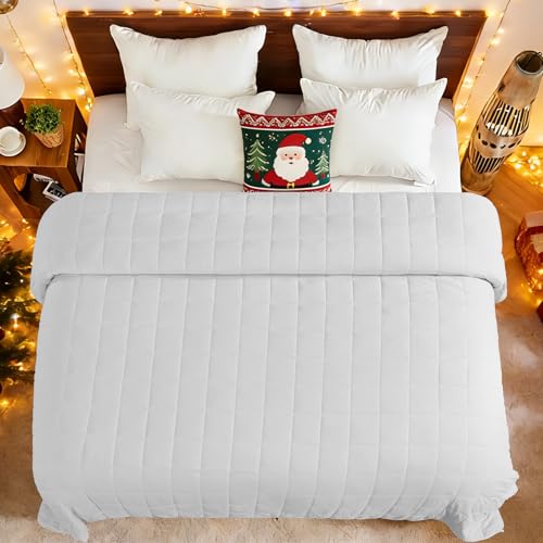 King Size Weighted Blanket for Adults (30 lbs, 80” x 87”, White) Cooling Heavy Blanket for Sleeping Perfect for 290-310 lbs, Breathable Blanket for Adults & Couple All Season, Machine Washable by yescool - Image 8