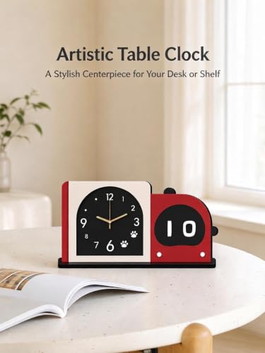ChayWillow Pet-Shaped Silent Desk Clock for Home Decor | Non-Ticking Quartz Movement, Freestanding Design, Living Room & Bedroom, Minimalist Art Style, No Wall Mount Needed - image 3