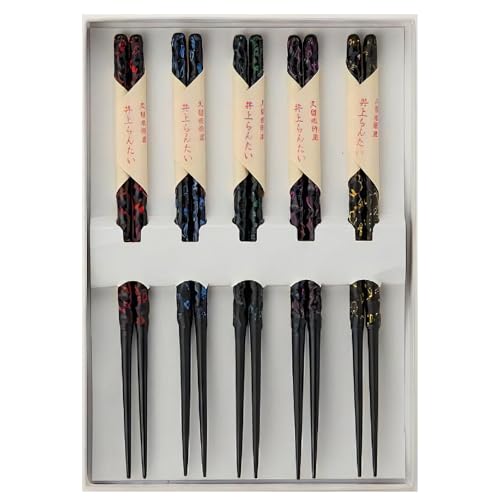 籃胎漆器 丸箸 つや消 研ぎ出し 仕上げ 5膳 (5色セット) セット品