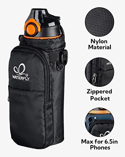 Waterfly Water Bottle With Sleeve: 22 Oz No Bpa Tritan Strap Carrier Leakproof Lightweight Chug Sports Waterbottle For Hiking #TOP4