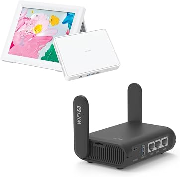 GL.iNet GL-B3000 Marble Wireless WiFi 6 Router with Wall-Mountable Photo Frame & GL-AXT1800 Slate AX Pocket-Sized Wi-Fi 6 Gigabit Travel Router