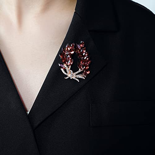 Adyanl Artificial Crystal Flower Brooch Elegant Jewelry Pride Pins Brooches For Women (Fuchsia) #TOP4