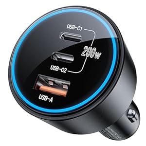 USB C Car Charger Fast Charging 200W, Dual PD 100W Type C Car Charger, PD3.0/QC4.0/PPS Cigarette Lighter Adapter for iPhone 16/15/14/13/12, Galaxy S22/S21 Ultra, MacBook, Laptop etc