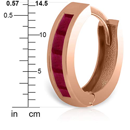 1.3 ct 14k Solid Rose Gold Hoop Huggie Earrings Princess Cut Ruby4