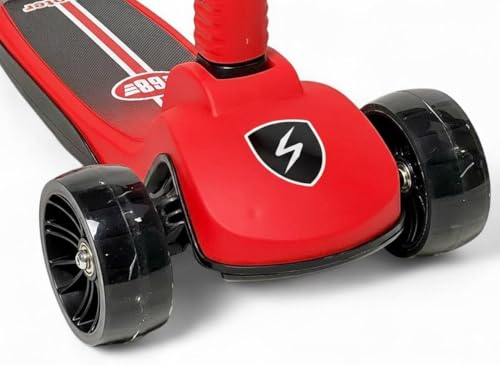 Scooter for Kids High Quality 3 Wheels Big Pedal Foldable PU Height Adjustable LED Light Best Gift Age 3 to 12 Years Red Kid Aluminum Body