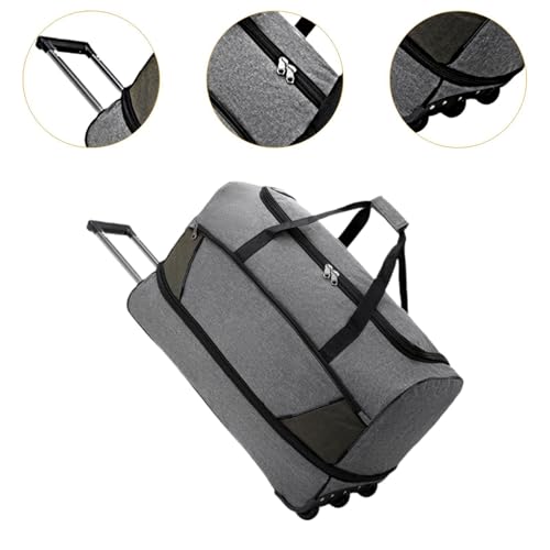 Wheeled Duffel Bag Travel Trolley Bag Foldable Tote Carrying Bag Portable Overnight Bag Luggage Bag for Women Picnic Men Trip, Gray, L3