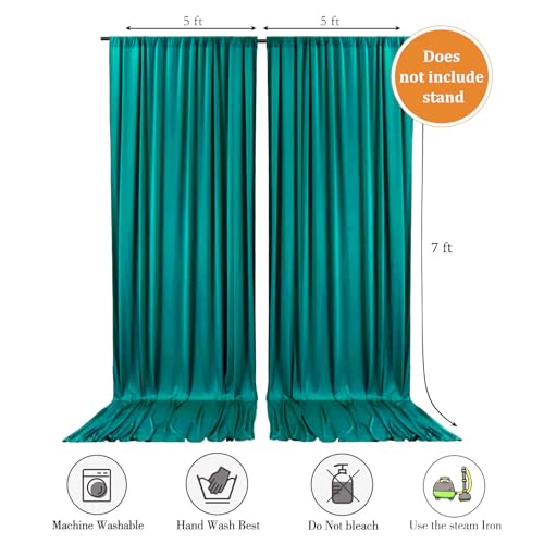 Image of 10 x 7 Feet Deep Green Backdrop Curtain for Partie, Background Curtains for Photoshoot, Birthday, Wedding, Halloween, Thanksgiving, Christmas, New Year Party Decorations 5Ft x 7Ft, 2 Panels