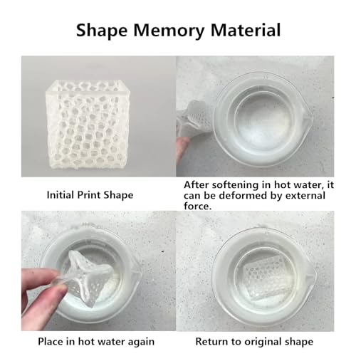 3D Printer Filament Shape Memory Function 4D Filament 1.75mm 250g Spool Suitable for FDM 3D Printer Dimensional Accuracy ±0.03mm Easy to Print (White)