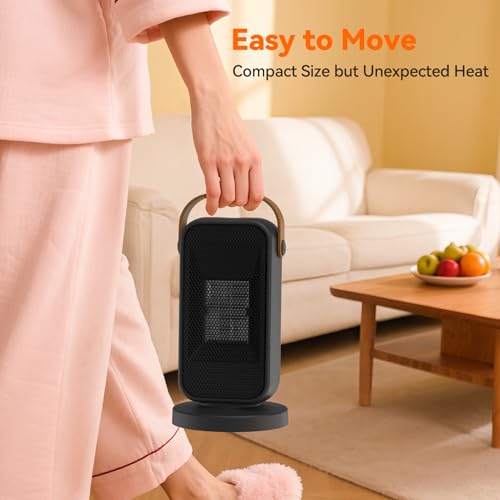 Fashioz Calefactor Electrico Portátil, Mini Silencioso Calefactor de 1200 W, 3 Modos Radiador Electrico, Protección contra Sobrecalentamiento, para Baño,Dormitorios, Salones y Oficinas (Negro) - imagen 5