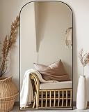 Antok Full Length Mirror, 71'x27' Floor Mirror Freestanding, Arched Floor Standing Large Mirrors Full Body Mirror with Stand for Bedroom, Hanging Mounted Mirrors for Living Room, Black
