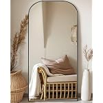 Antok Full Length Mirror, 71"x28" Floor Mirror Freestanding, Arched Floor Standing Large Mirrors Full Body Mirror with Stand for Bedroom, Hanging Mounted Mirrors for Living Room, Black