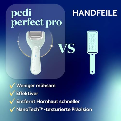 Dr. Scholl’s Pedi Perfect Pro Wasserdichter, Wiederaufladbarer, Elektrischer Fußhornhautentferner mit x3 Rollenköpfen – Entfernt harte Haut für weiche schöne Füße, 90 Minuten Laufzeit, Staubfänger