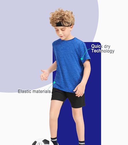 5 Pack Boys&Girls Athletic Quick Dry Short Sleeve Youth Performance Activewear T-Shirt for Kids3