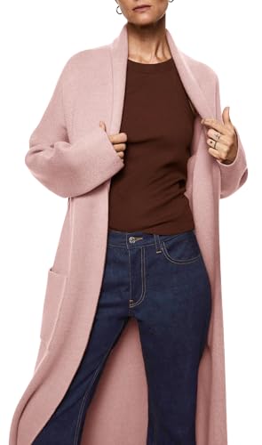 Image of Womens Long Sleeve Maxi Cardigan Open Front Oversized Knitted Sweater Coat Casual Lapel Warm Overcoat with Pockets