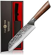 YUSOTAN Damascus Japanese Santoku Knife 7inch Damascus kitchen knife Chef knofe High Carbon Stain...