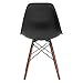 EdgeMod EM-105-WAL-BLK-X4 Eames Style DSW Side Chair with a Walnut Base (Set of 4), Black