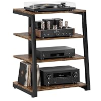 HOMCOM HiFi Stand 4-Tier Media Storage Shelf up to 28 Inch TVs Rustic Brown