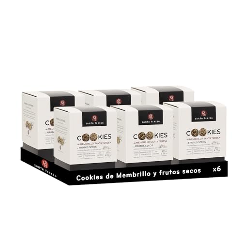 Santa Teresa - Pack de 6 estuches de Cookies de Membrillo recubiertas de Pistacho y Almendra. Sin Gluten. Apto para Veganos. 135g x 6 unidades