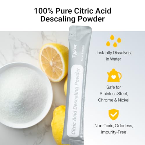 Image of Typhur Ice Maker Cleaner and Descaler, 4 Individually Packed Uses, 100% Pure Citric Acid Powder, Improve Ice Taste, Nickel Safe Compatible with Euhomy, Frigidaire, Opal, GE Profile