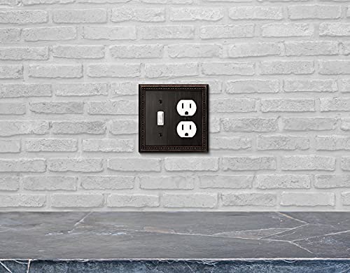 Image of Henne Bery Sunken Pearls Decorative Wall Plate Switch Plate Outlet Cover (Toggle /Duplex, Aged Bronze)