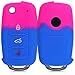 Produktbild kwmobile Autoschlüssel Hülle kompatibel mit VW Skoda Seat 3-Tasten Autoschlüssel - Silikon Schutzhülle Schlüsselhülle Cover Zwei Farben Pink Blau
