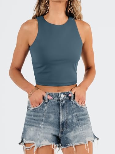 Image of EFAN Womens Sexy Sleeveless Double Lined Crop Tops Workout Cute Tight Racerback Tank Tops Summer Clothes Teen Girls 2025