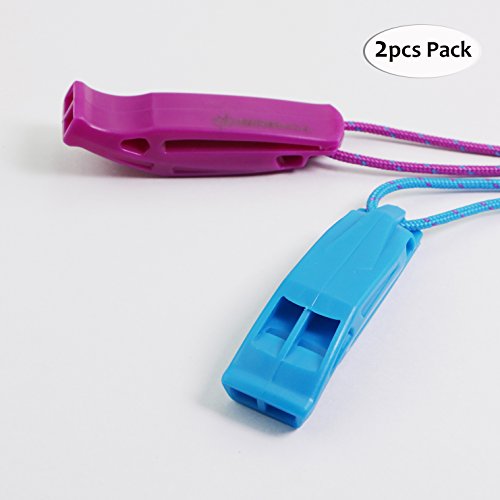 Heimdall Emergency Survival Whistle With Lanyard (2 Pack) For Safety Boating Camping Hiking Hunting Rescue Signaling (Blue, Purple). #TOP1