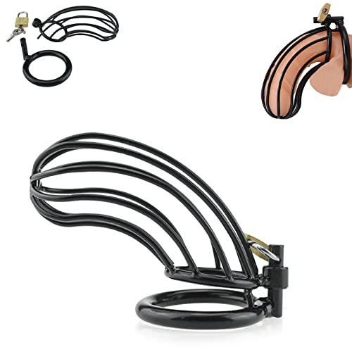 Peniskäfig Metall Keuschheitskäfig Herren Metall Chastity Cage Male Metall Penis Käfig,3 Größen,Edelstahl Cock Cage mit Schloss,SM Bondage Sex Spielzeug ab 18 für Paare Extrem Sex Spiel (M)