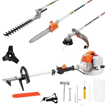 Decespugliatore a Scoppio Multifunzione 4 in 1 per il Giardinaggio Completo di Tagliaerba, Motosega, Tagliasiepi e Tagliabordi, Motore 2 Tempi da 52cc - DE ROSA SHOP